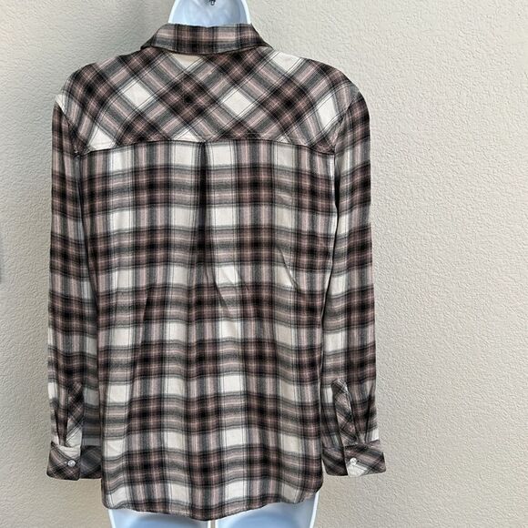 Rails Hunter Size Small Button-Down Ivory Coal Blush Plaid Long Sleeve Shirt - Picture 8 of 12